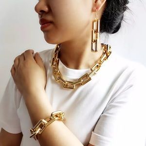 Punk Boho Statement Twisted Thick Link Chain Set